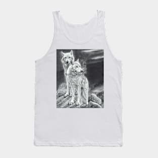 Moon Shadows - wolf cubs -pencil drawing Tank Top